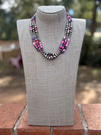 Handcrafted Sterling Silver & Pink Dream 3-8mm Beaded Necklace 20"