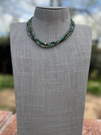 Handcrafted Diamond Cut Turquoise & Sterling Silver 4mm Beaded Necklace 16" with 2" extender