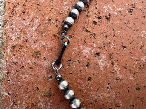 Handcrafted Kingman Turquoise & Sterling Silver 5mm Beaded Necklace