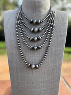 Handcrafted Sterling Silver Pearl 3-14mm Beaded Necklace