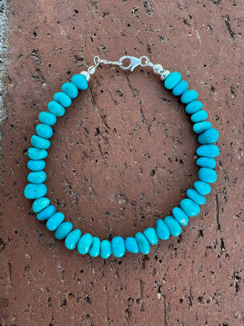Handcrafted Turquoise & Sterling Silver Beaded Bracelet