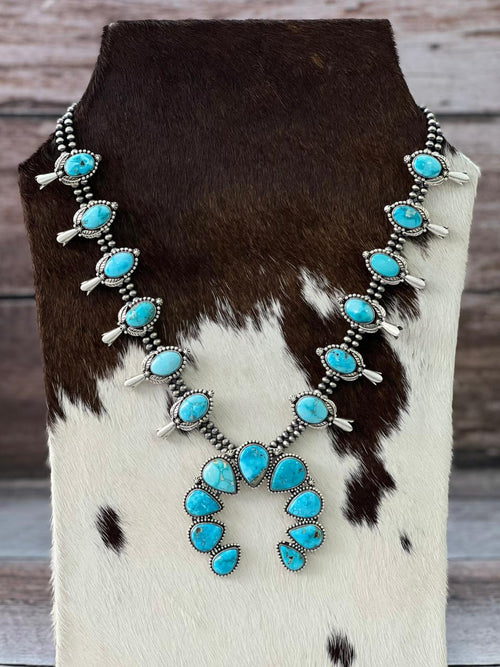 Handmade Sterling Silver Beaded Sierra Bella Squash Blossom Necklace "Signed Nizhoni"