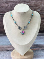 Handmade Sterling Silver Cotton Candy Beaded Necklace "Signed Nizhoni"