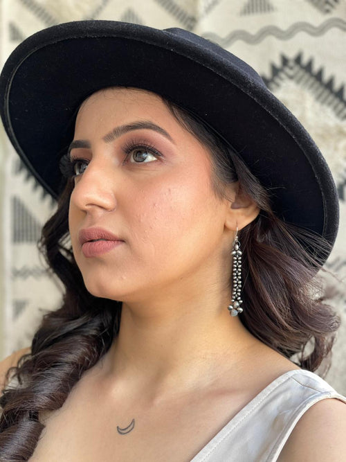 Handmade Sterling Silver Beaded Hook Dangle Earrings