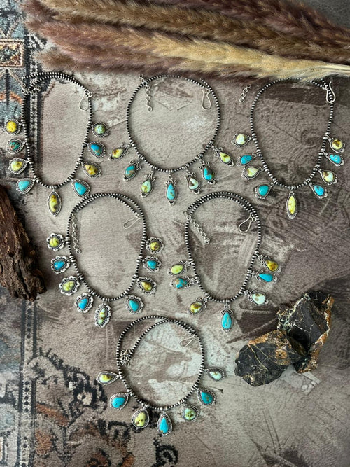 Handmade Sterling Silver Palomino with Santa Maria Beaded Necklace "Signed Nizhoni"