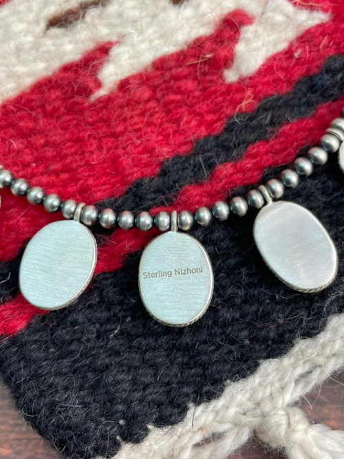 Handmade Sterling Silver Santa Maria Turquoise Beaded Necklace "Signed Nizhoni"