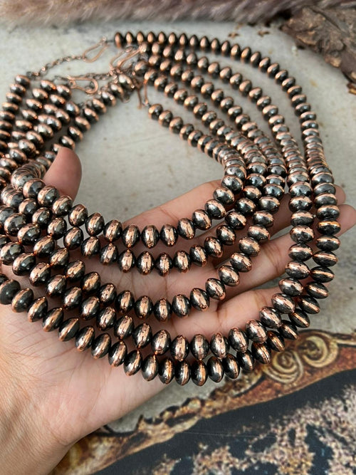 Handmade 10MM Copper Saucer Beaded Necklace