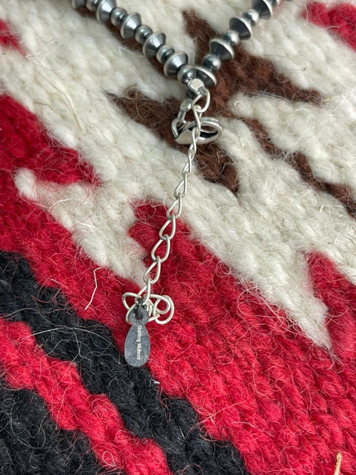 Handmade Sterling Silver 16+2" Beaded Necklace "Signed Nizhoni"