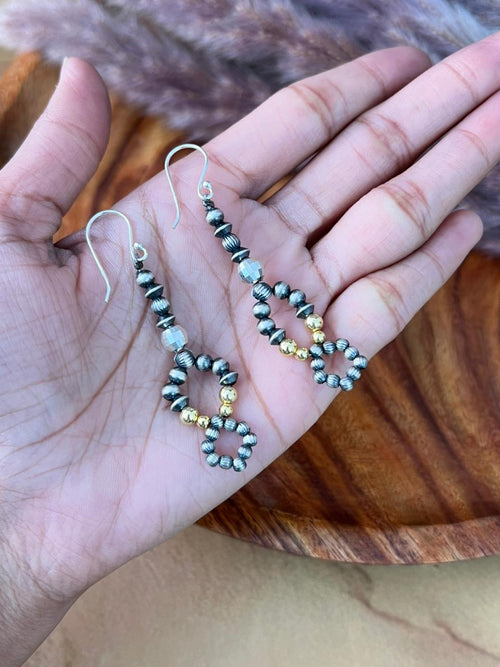 Handmade Sterling Silver Golden Beads Hook Dangle Beaded Earrings