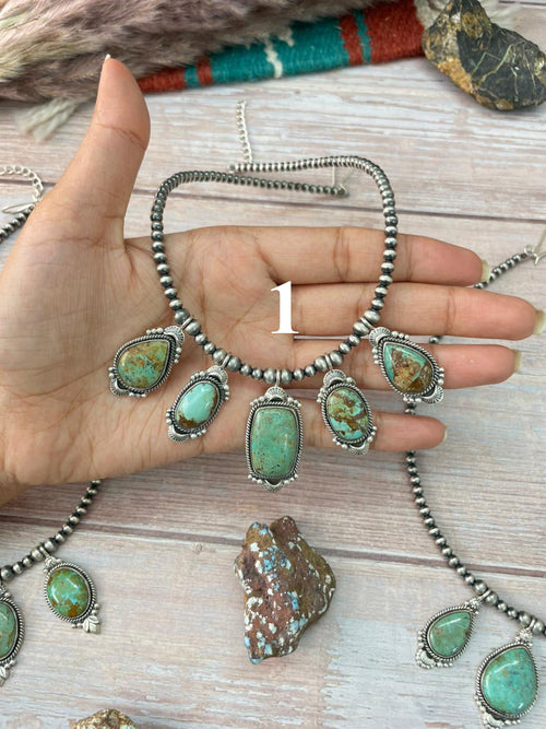 Handmade Sterling Silver Baja Turquoise Collection: Beaded Necklace "Signed Nizhoni"