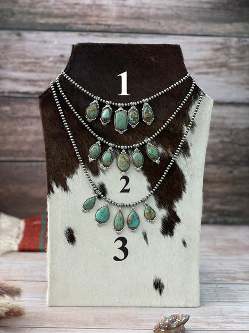 Handmade Sterling Silver Baja Turquoise Collection: Beaded Necklace "Signed Nizhoni"