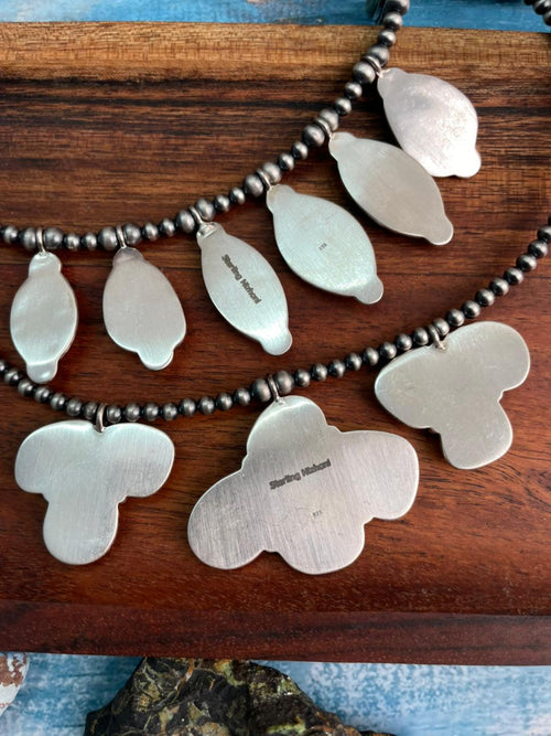 Handmade Sterling Silver Baja Turquoise Collection: Beaded Necklace "Signed Nizhoni"
