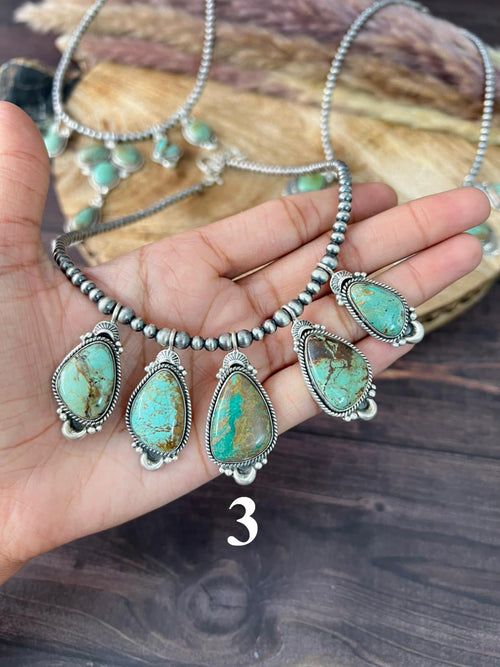 Handmade Sterling Silver Baja Turquoise Collection: Beaded Necklace "Signed Nizhoni"