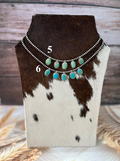 Handmade Sterling Silver Santa Maria Turquoise Beaded Necklace "Signed Nizhoni"