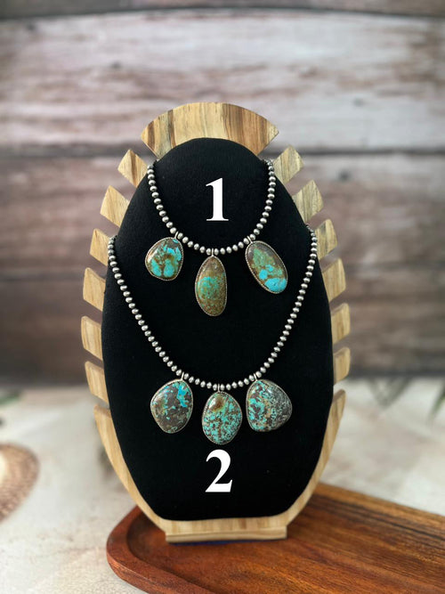 Handmade Sterling Silver Royston Turquoise Collection: Beaded Necklace "Signed Nizhoni"