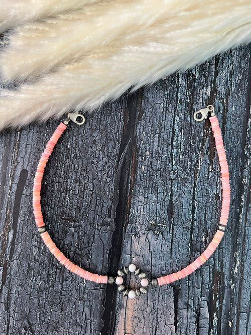 Handmade Sterling Silver Queen Pink Conch Collection: Beaded Hat Band