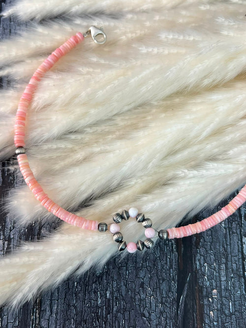 Handmade Sterling Silver Queen Pink Conch Collection: Beaded Hat Band