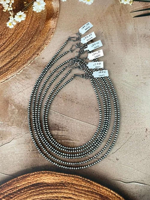 Handmade Nizhoni Silver Over Brass Plated 4MM Beaded Necklace (2)