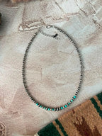 Handmade Sterling Silver Kingman Turquoise Beaded Necklace Signed Nizhoni