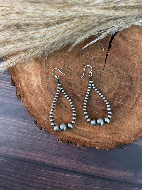 Handmade Sterling Silver Hook Dangle Beaded Earrings