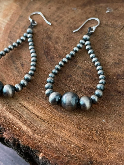 Handmade Sterling Silver Hook Dangle Beaded Earrings