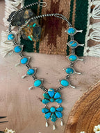 Handmade Sterling Silver Hardy Pit Collection: Beaded Squash Blossom Necklace Signed Nizhoni