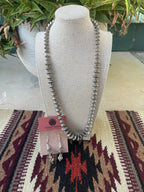 Navajo Sterling Silver Beaded Necklace And Dangle Earring Set