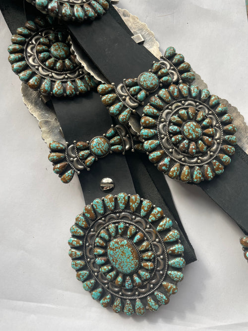 Old Pawn Beautiful Number 8 Turquoise Concho Belt