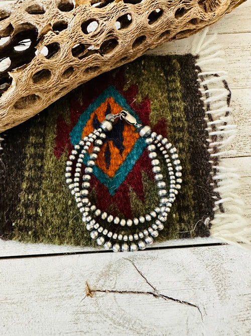 Navajo Sterling Silver Pearl Triple-Strand Beaded Bracelet