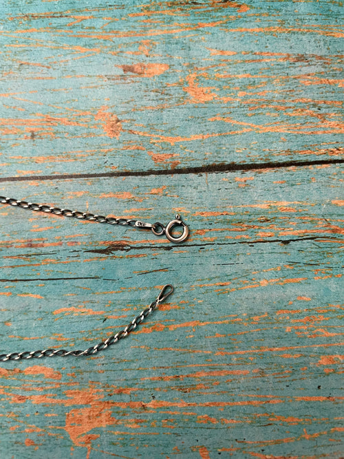 Navajo Sterling Silver And Turquoise Beaded Necklace 16inch