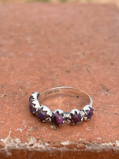 4mm Purple Mojave 6 Stone Sterling Silver Stacker Band