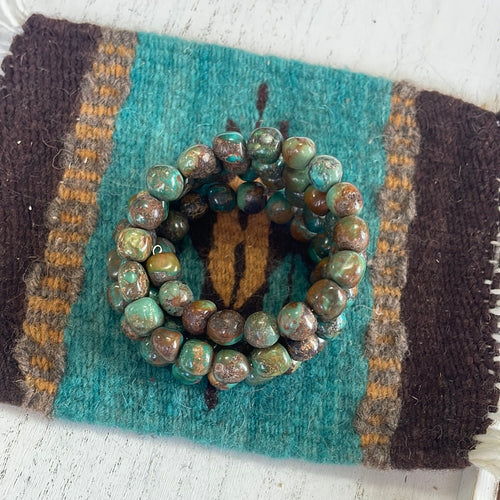 Navajo Turquoise & Sterling Silver Beaded Wrap Bracelet