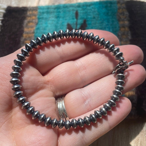 Navajo 5mm Sterling Silver Saucer Beaded Bracelet