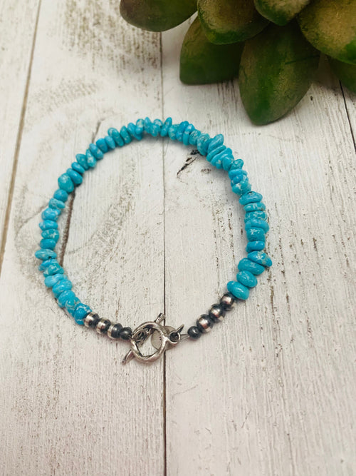 Navajo Turquoise & Sterling Silver Beaded Bracelet