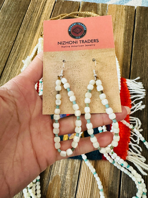 Santo Domingo Mother of Pearl, Turquoise & Heishi Beaded Necklace Set