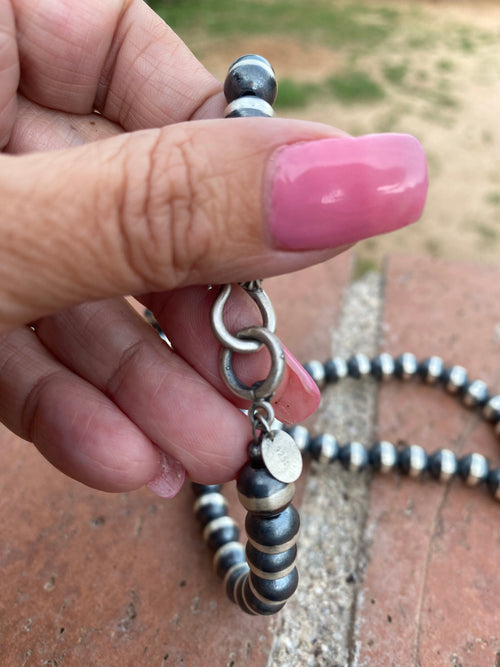 Navajo Sterling Silver Beaded Turquoise Tassel Necklace