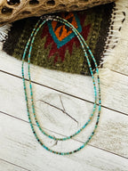 Navajo Turquoise and Sterling Silver Beaded Necklace 16” or 18”