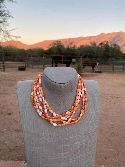 Spiny & Sterling Silver 16 inch Beaded Necklace