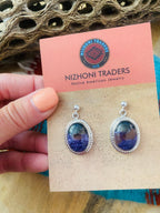 Navajo Charoite & Sterling Silver Dangle Earrings Signed