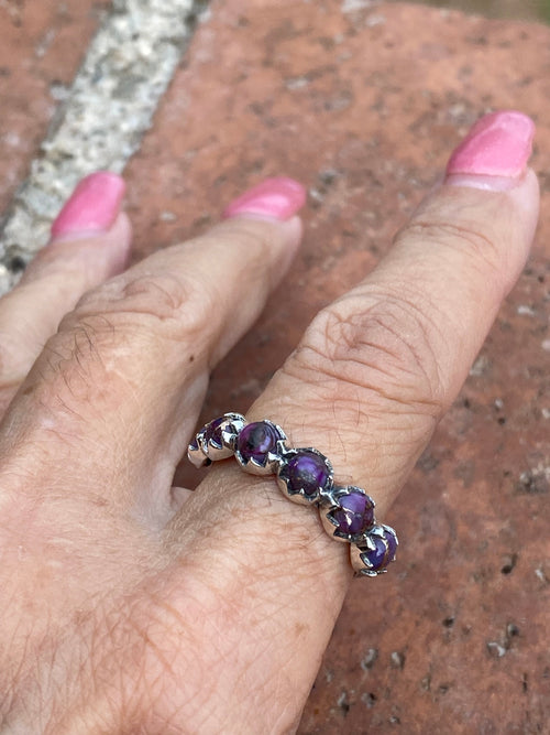 4mm Purple Mojave 6 Stone Sterling Silver Stacker Band