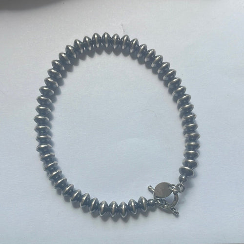 Navajo 5mm Sterling Silver Saucer Beaded Bracelet