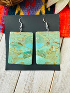 Navajo Sterling Silver & Turquoise Slab Dangle Earrings