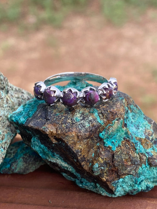 4mm Purple Mojave 6 Stone Sterling Silver Stacker Band