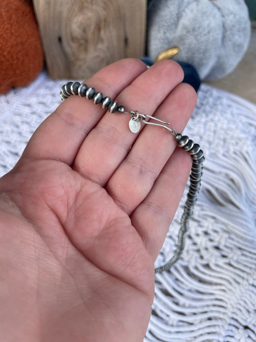 Navajo Turquoise And Sterling Silver Beaded Necklace