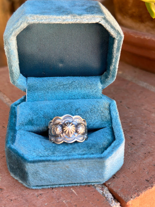 The Cassidy Sterling Flower Cigar Band Ring