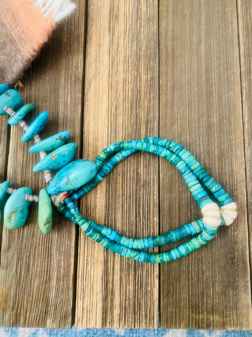 Vintage Old Pawn Navajo Turquoise & Heishi Jacla Beaded Necklace