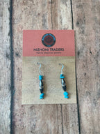 Navajo Sterling Silver Diamond Cut Turquoise  Beaded Earrings