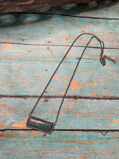 Navajo Sterling Silver & Royston Turquoise Bar Necklace