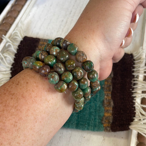 Navajo Turquoise & Sterling Silver Beaded Wrap Bracelet