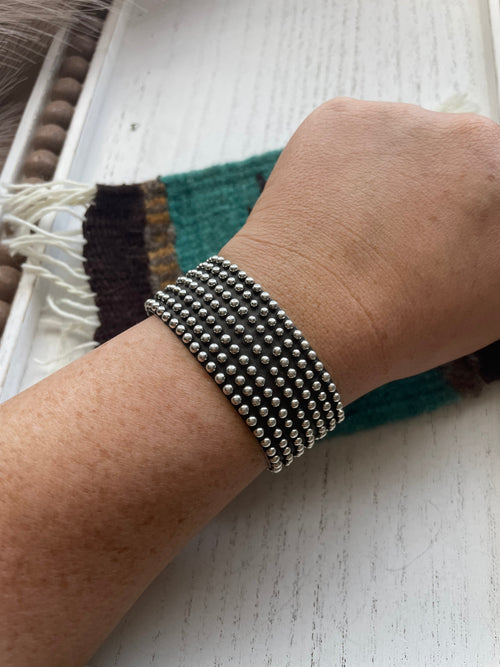 Navajo Sterling Silver Bracelet Cuff Signed Diane Wylie